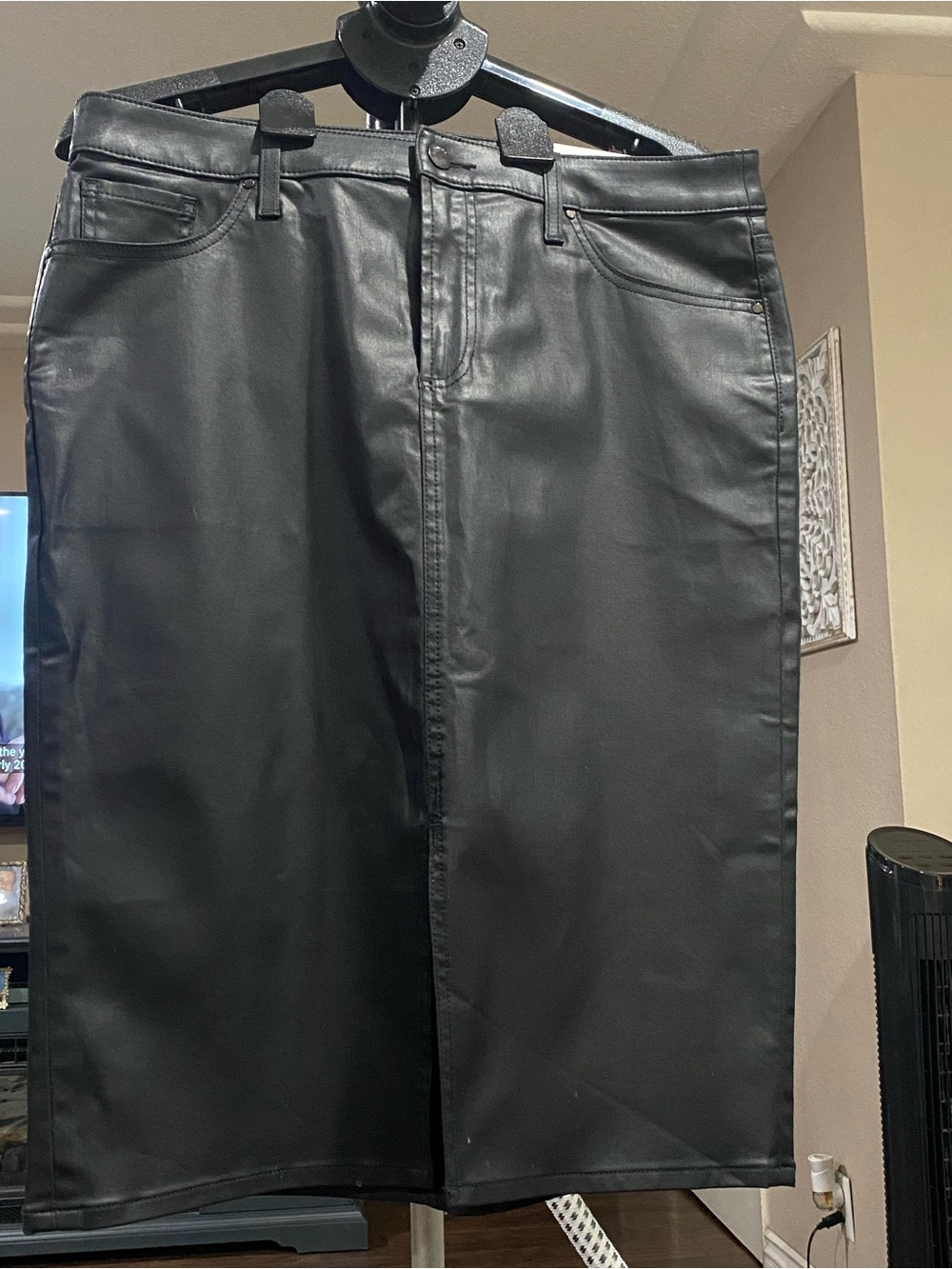 Chico's Black Faux Leather Midi Skirt